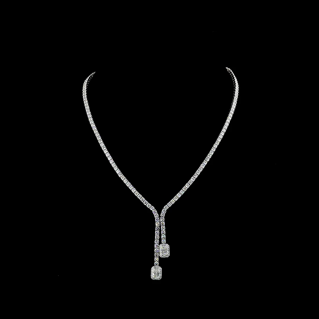 14.7 Cts 14k White Gold Mix Shape Lariat Necklace - Video