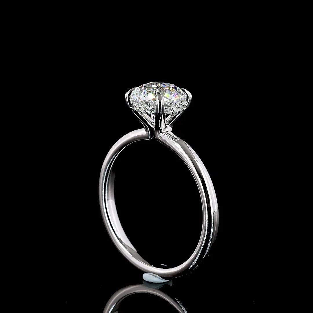 1.56 Cts 14k White Gold Round Shape Hidden Halo Ring - Image 2