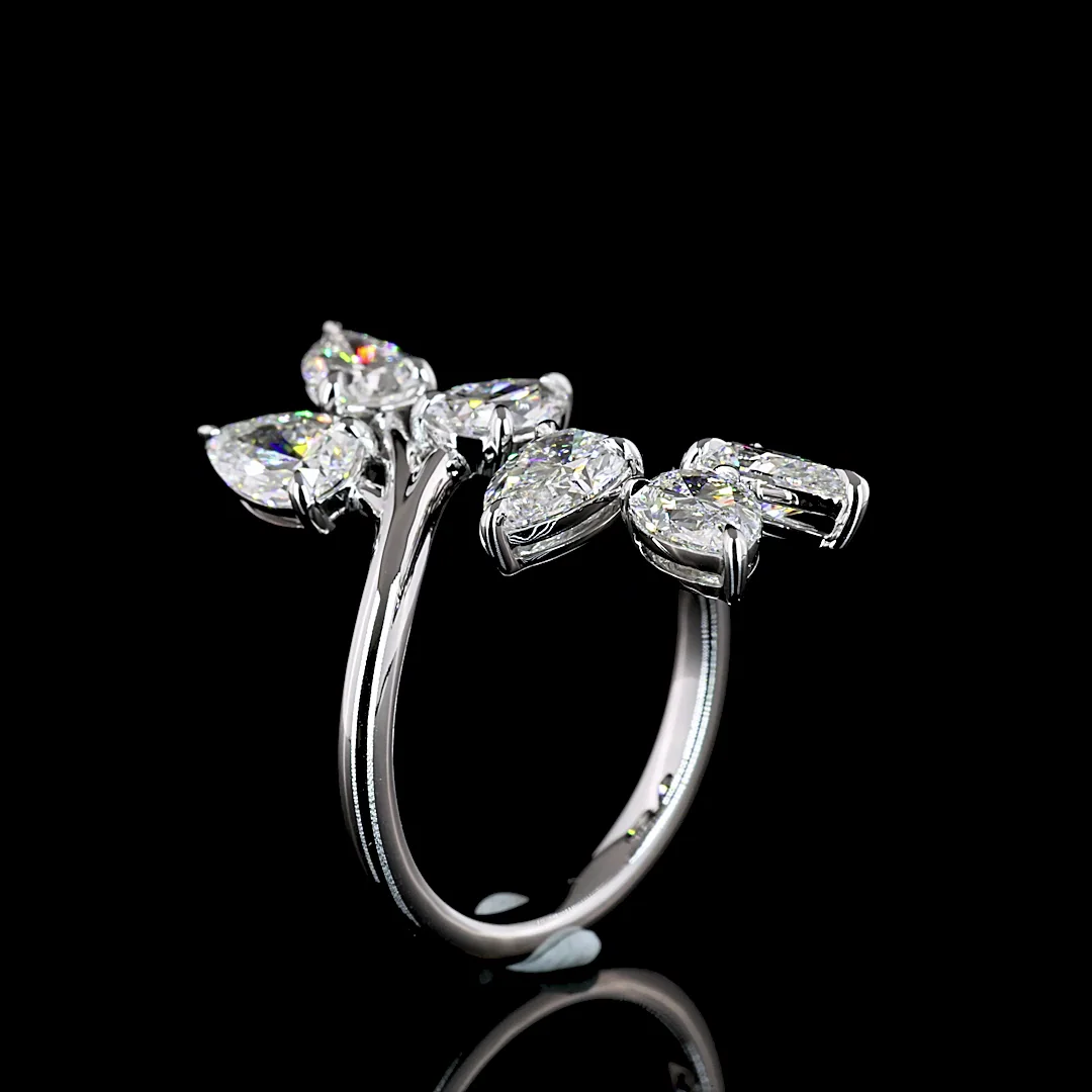 3.06 Cts 14k White Gold Pear Shape Special Ring - Image 4
