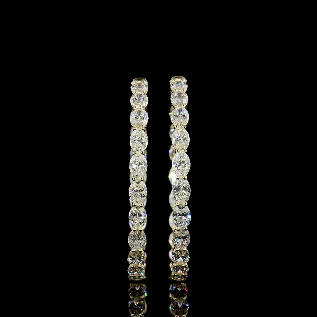 13.18 Cts 14k Yellow Gold Oval Shape Hoops Earring - Video