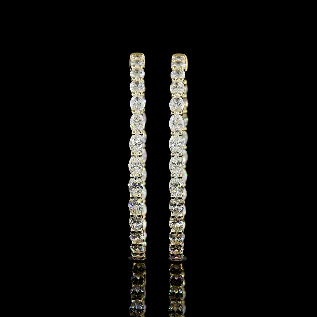 5.61 Cts 14k Yellow Gold Oval Shape Hoops Earring - Video
