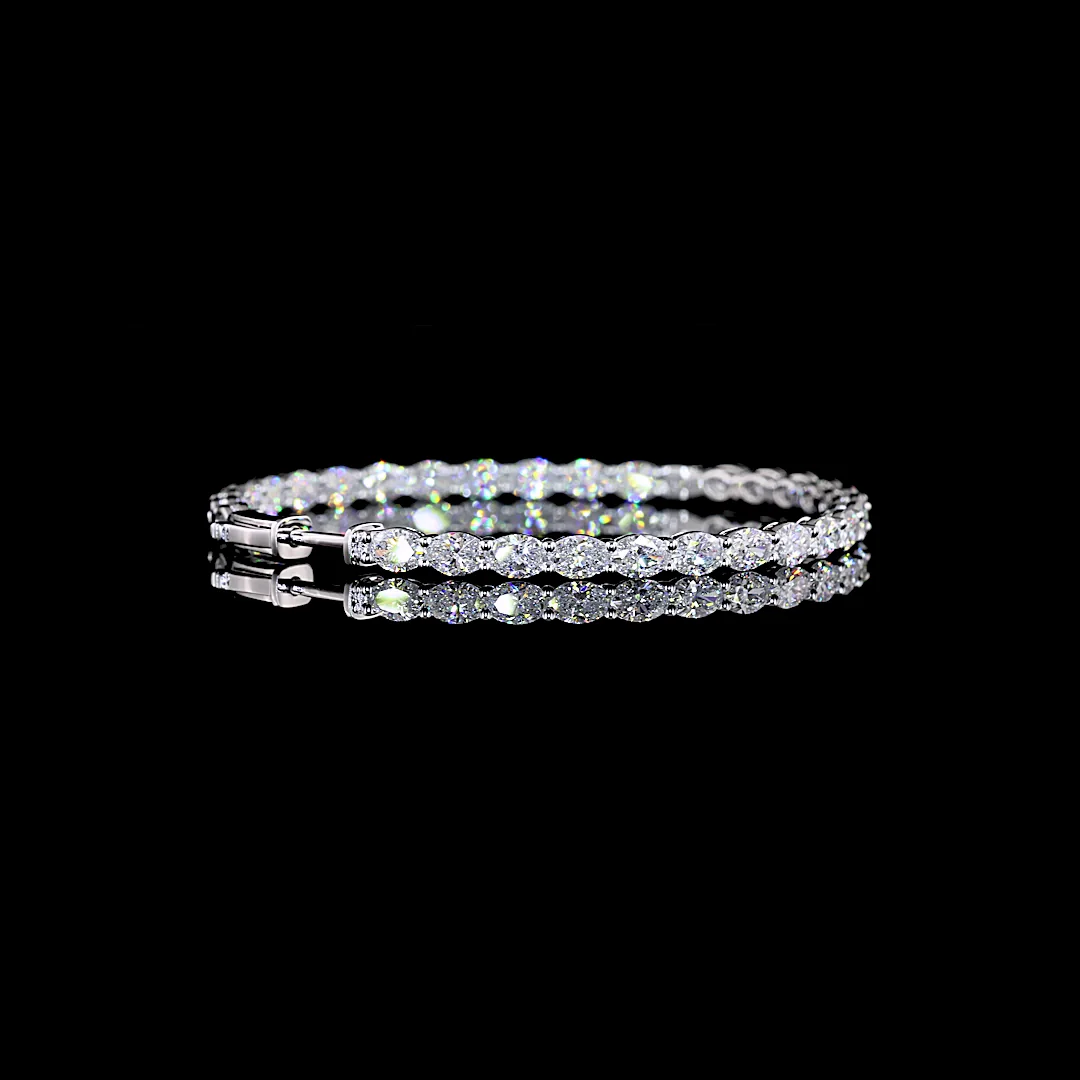 6.22 Cts 14k White Gold Oval Shape Hoops Earring - Image 2
