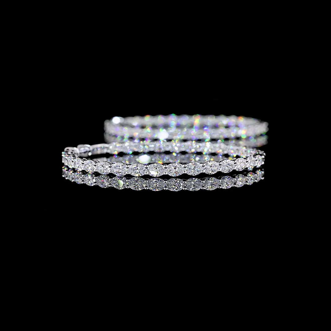 6.22 Cts 14k White Gold Oval Shape Hoops Earring - Image 4