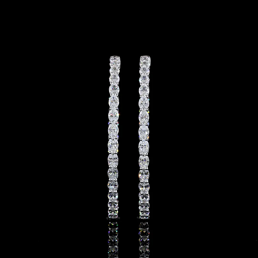 6.22 Cts 14k White Gold Oval Shape Hoops Earring - Video