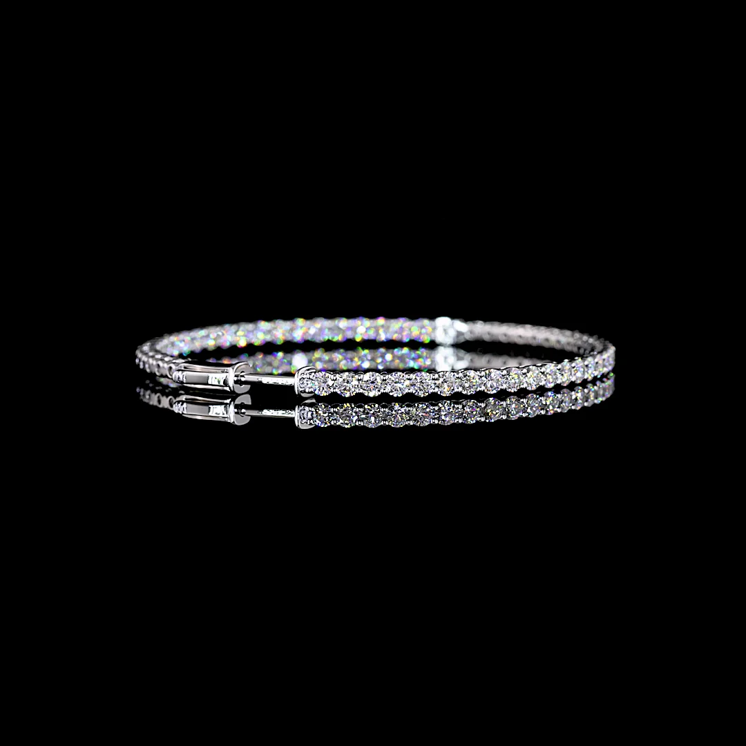 3.84 Cts 14k White Gold Round Shape Hoops Earring - Image 2