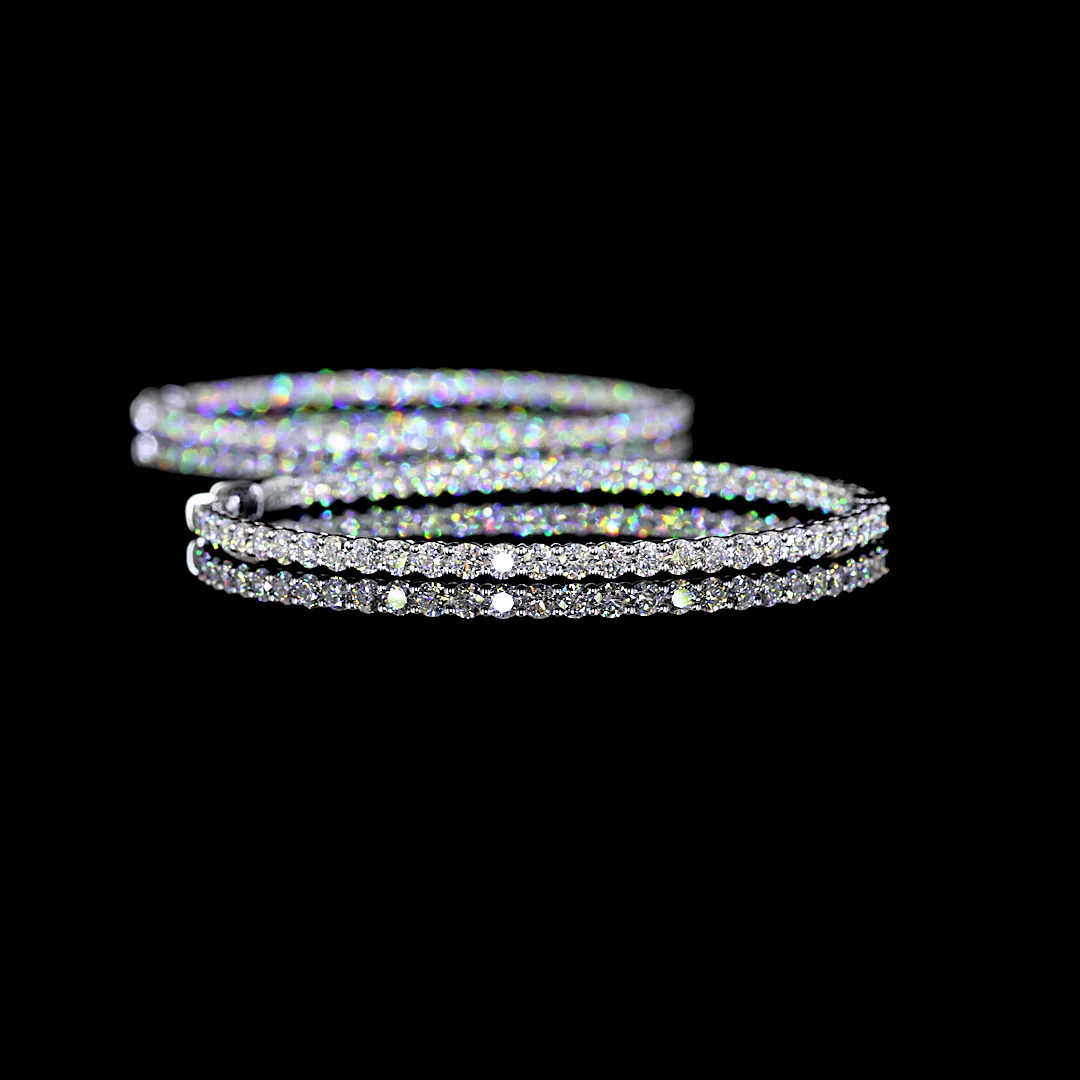 3.84 Cts 14k White Gold Round Shape Hoops Earring - Image 4