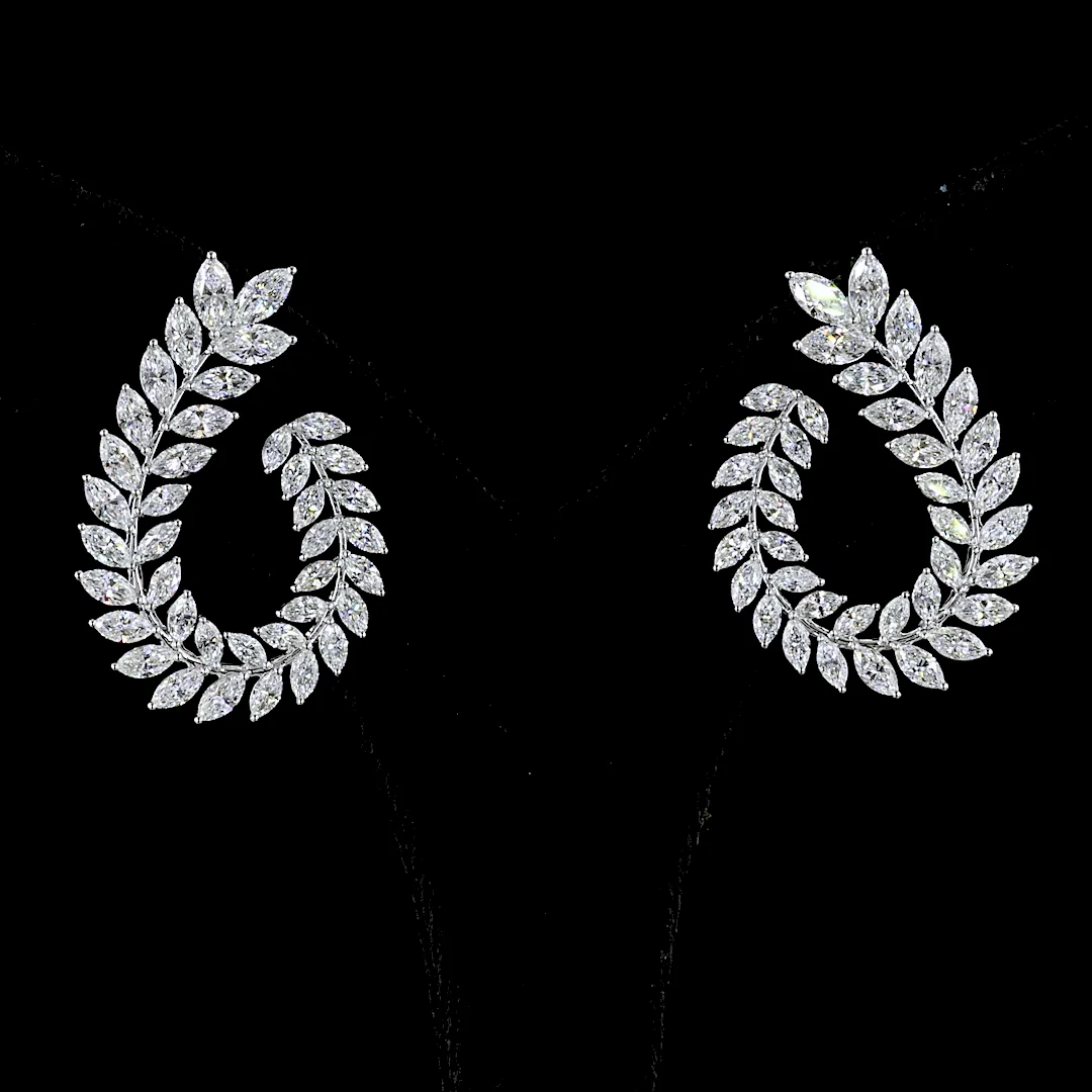 5.44 Cts 14k White Gold Marquise Shape Crawler Earring - Video