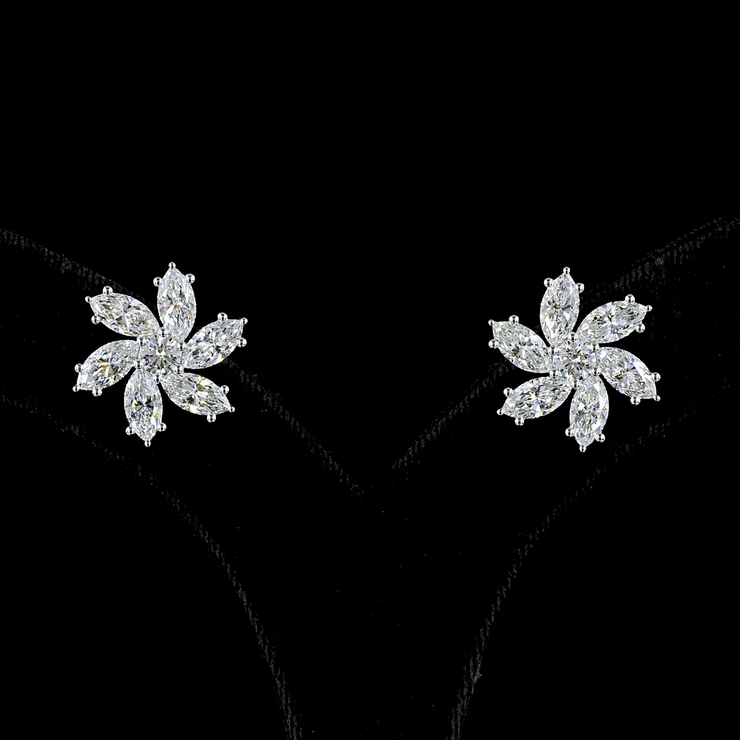 6.03 Cts 14k White Gold Mix Shape Studs Earring - Image 2