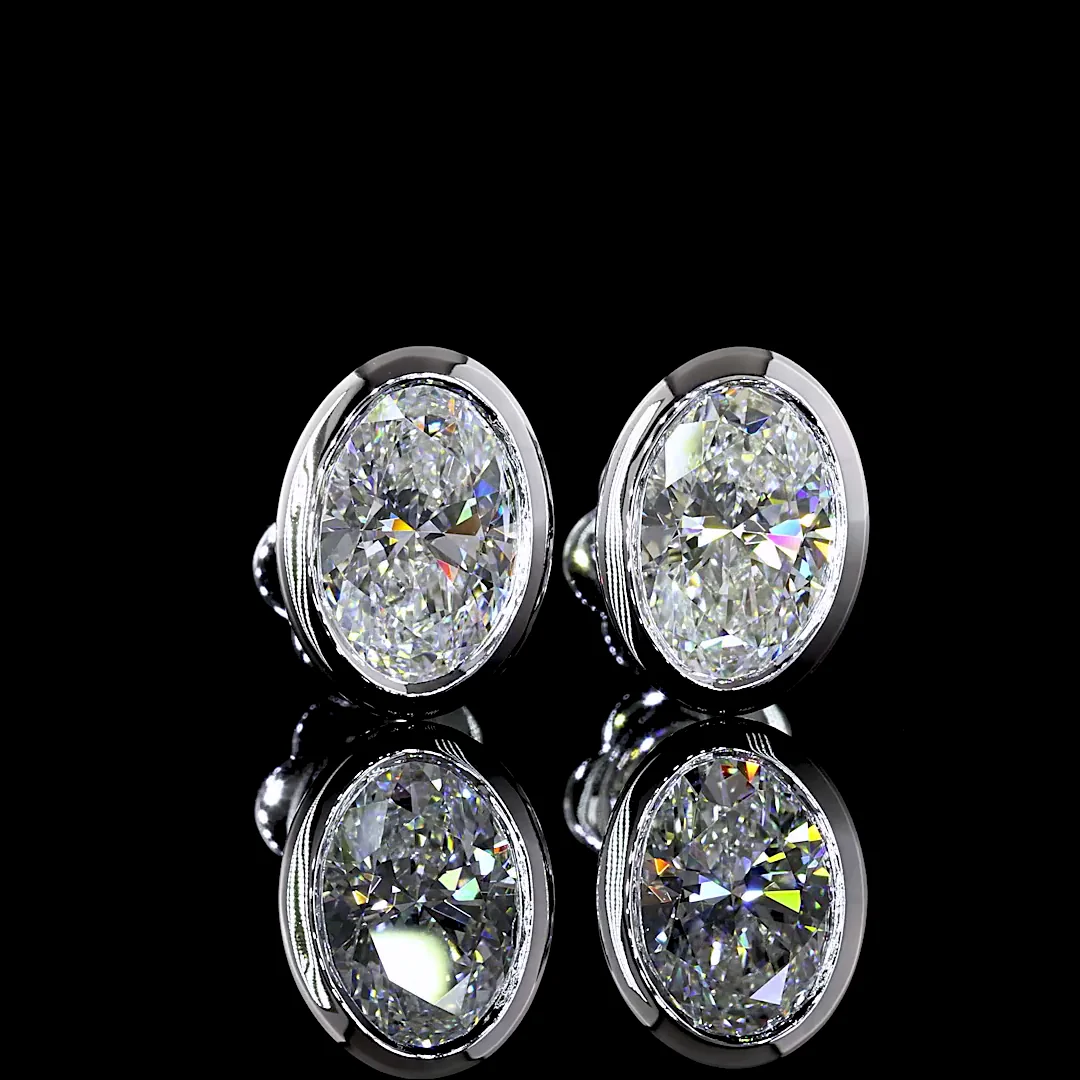 2.05 Cts 14k White Gold Oval Shape Studs Earring - Video