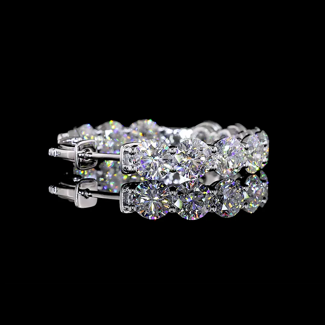 12.17 Cts 14k White Gold Round Shape Hoops Earring - Image 2
