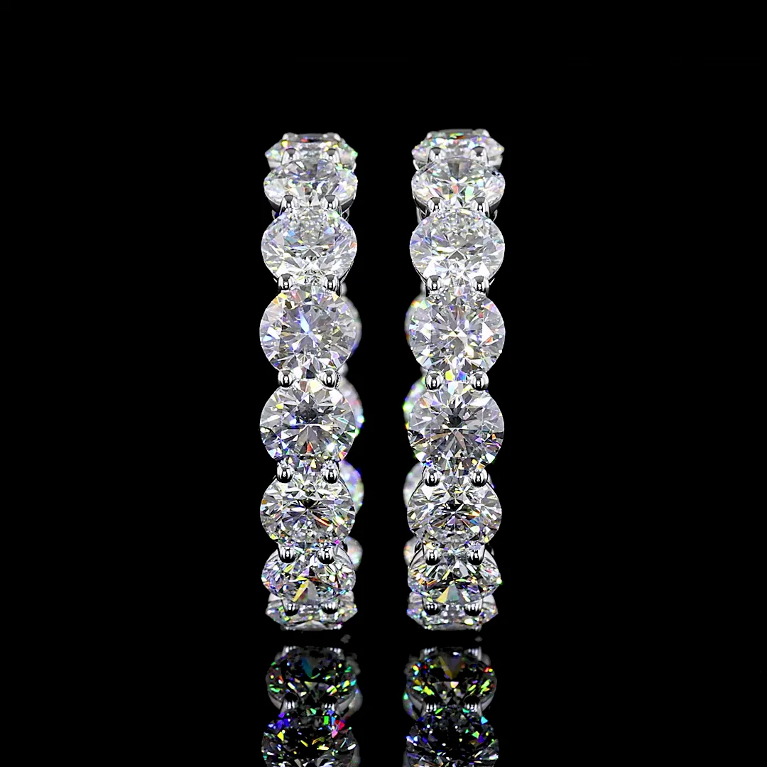 12.17 Cts 14k White Gold Round Shape Hoops Earring - Video