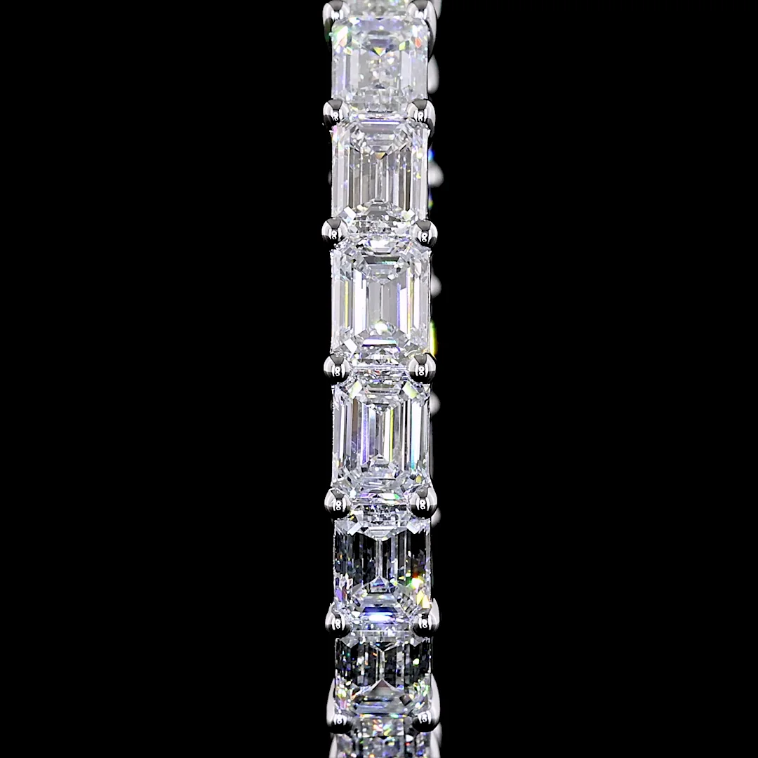 11.56 Cts 14k White Gold Emerald Shape Hoops Earring - Image 3