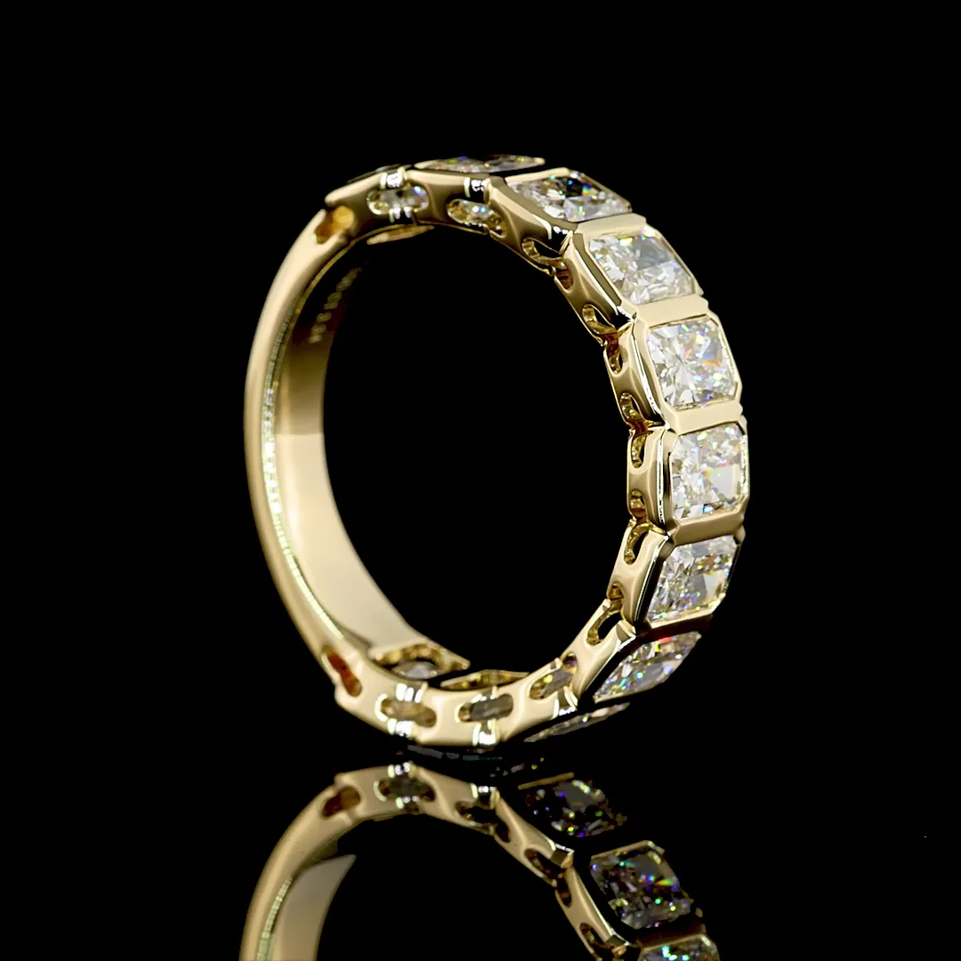 3.34 Cts 14k Yellow Gold Radiant Shape 3/4 Band Eternity Band - Image 2