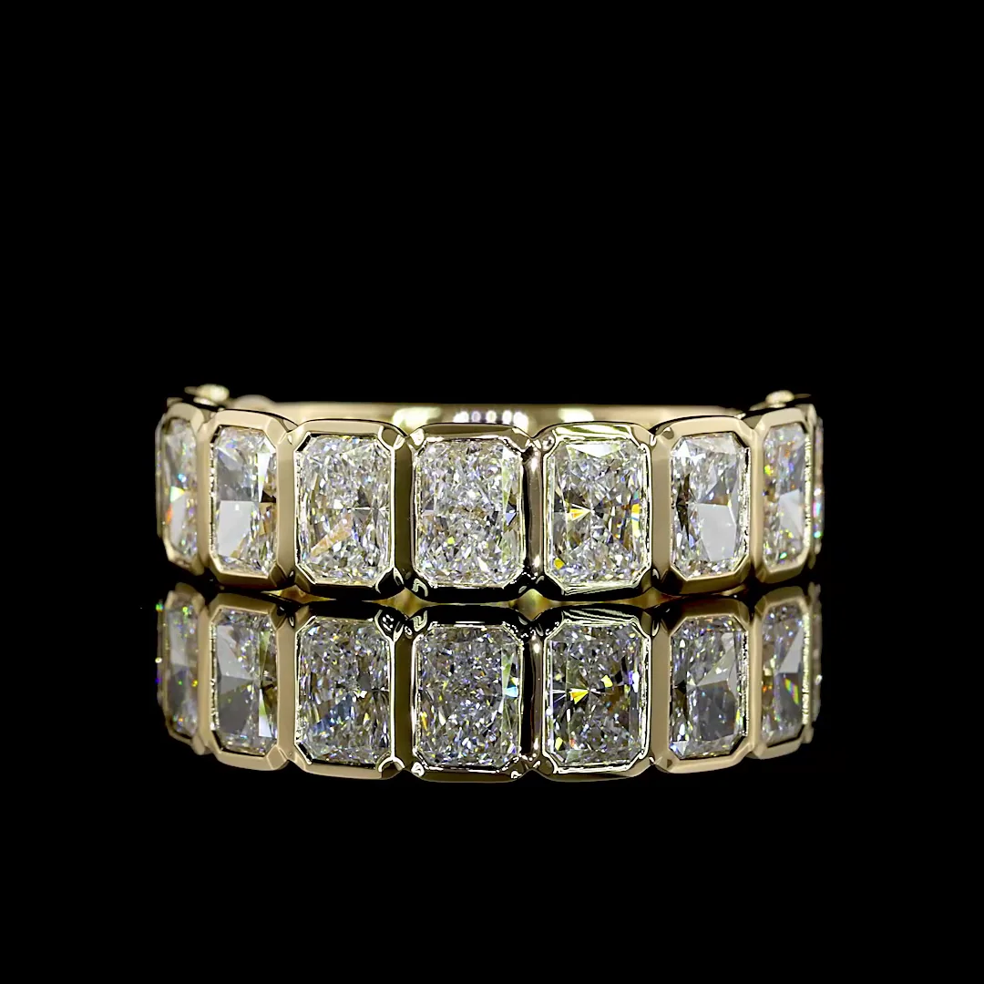 3.34 Cts 14k Yellow Gold Radiant Shape 3/4 Band Eternity Band - Video