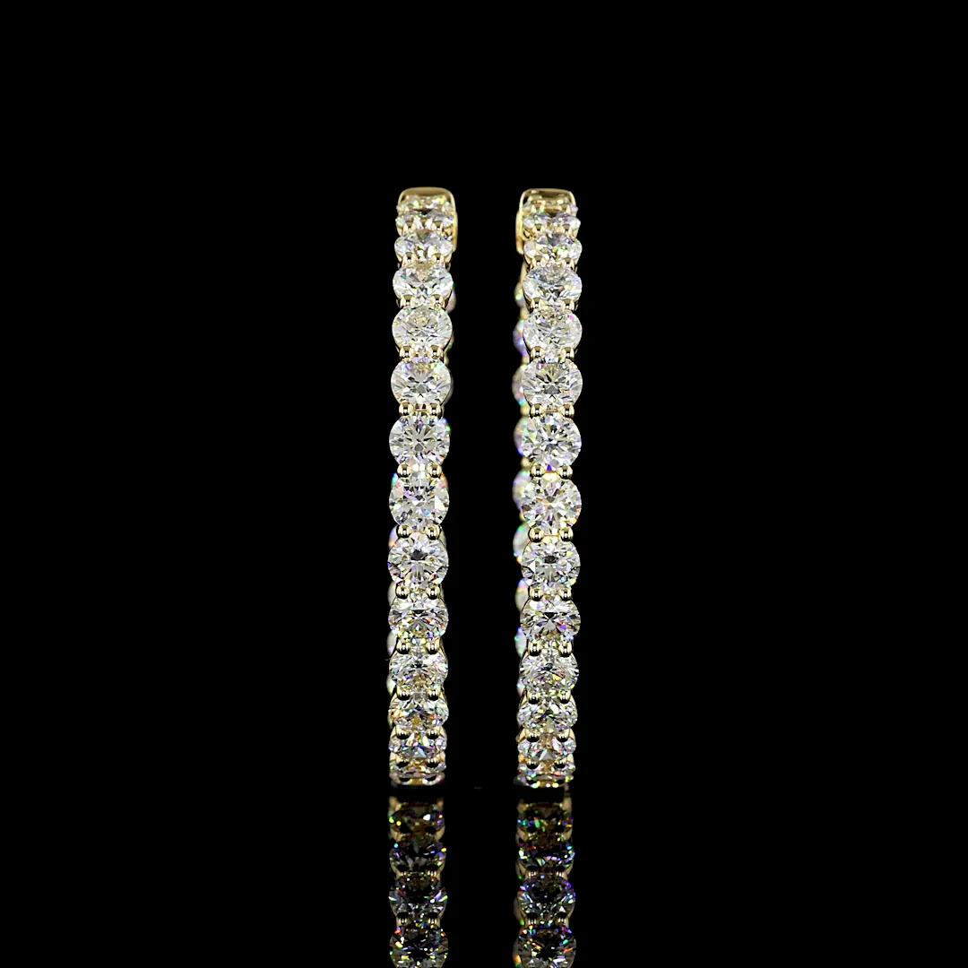 10.32 Cts 14k Yellow Gold Round Shape Hoops Earring - Video