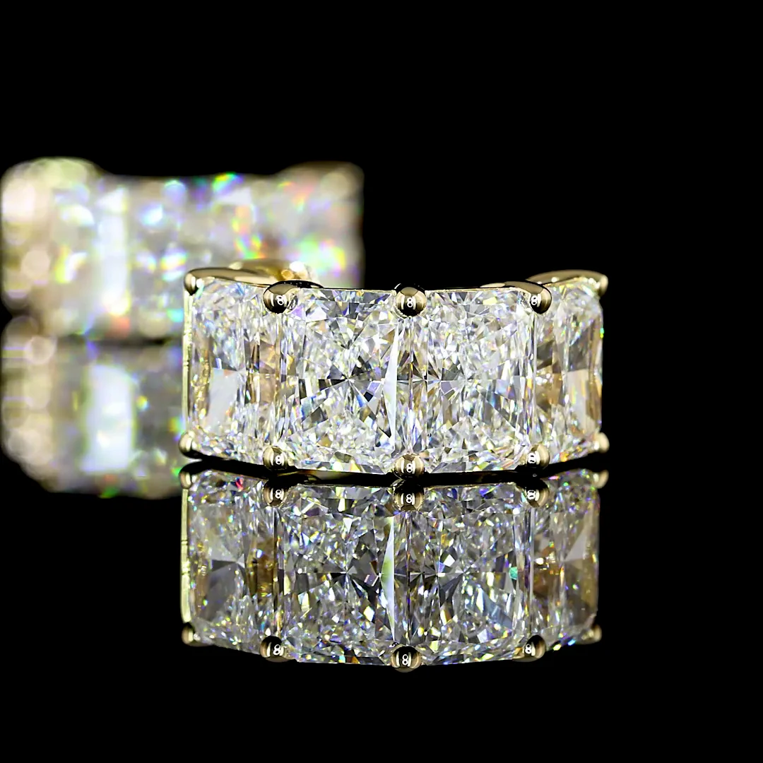 6.03 Cts 14k Yellow Gold Radiant Shape Huggies Earring - Image 4