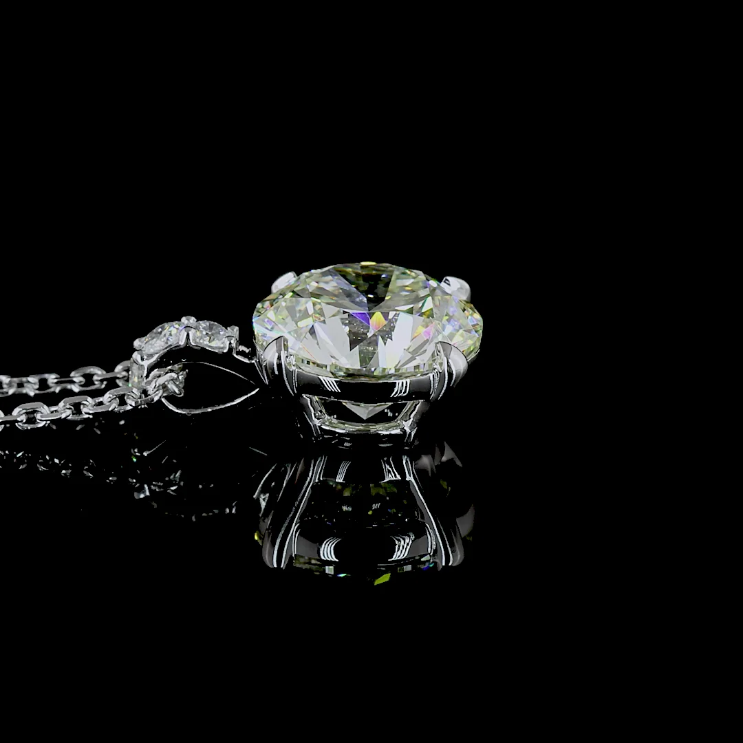 2.15 Cts 14k White Gold Round Shape Pendant Pendant - Image 2