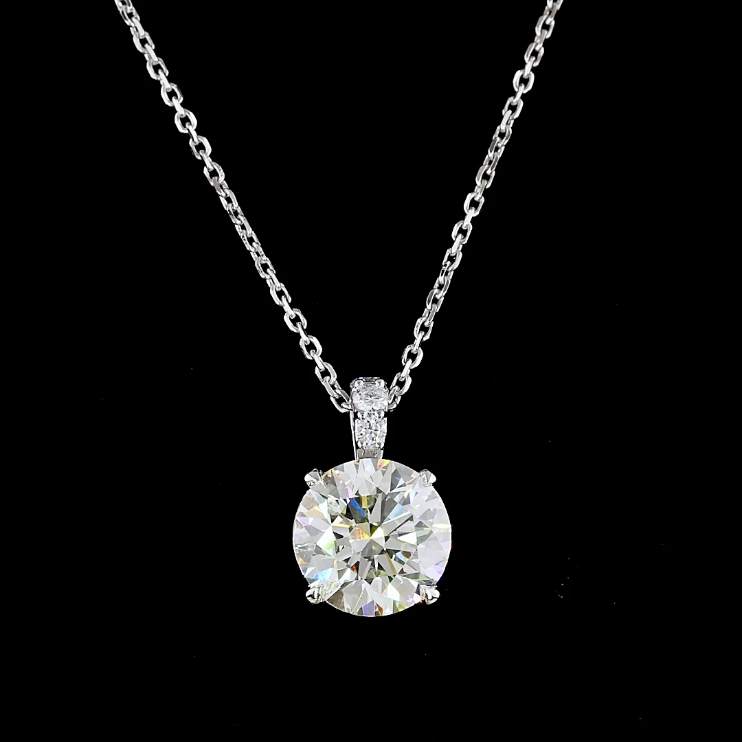 2.15 Cts 14k White Gold Round Shape Pendant Pendant - Image 3