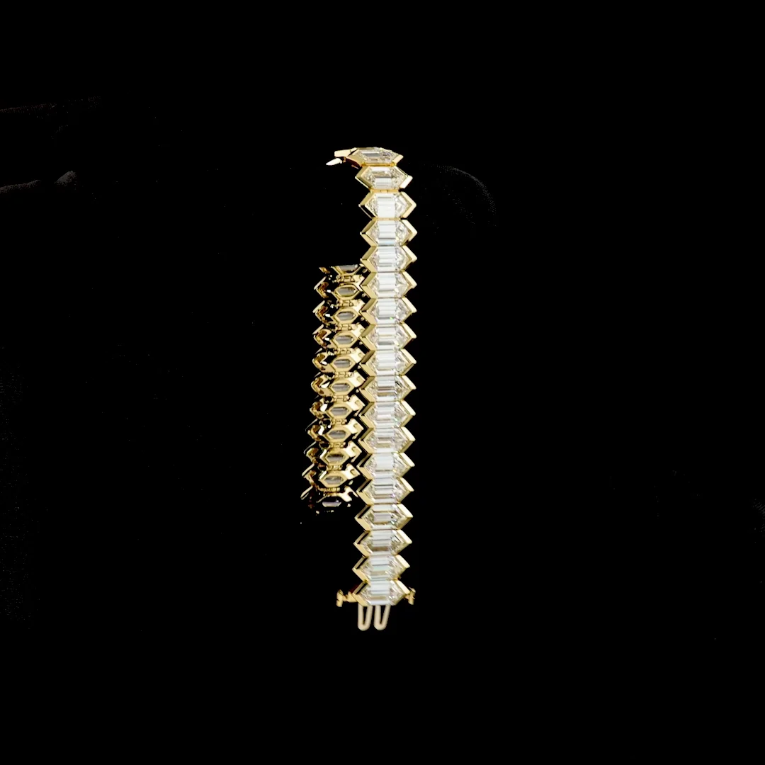 37.72 Cts 14k White Gold Step Marquise Shape Tennis Bracelet - Image 3