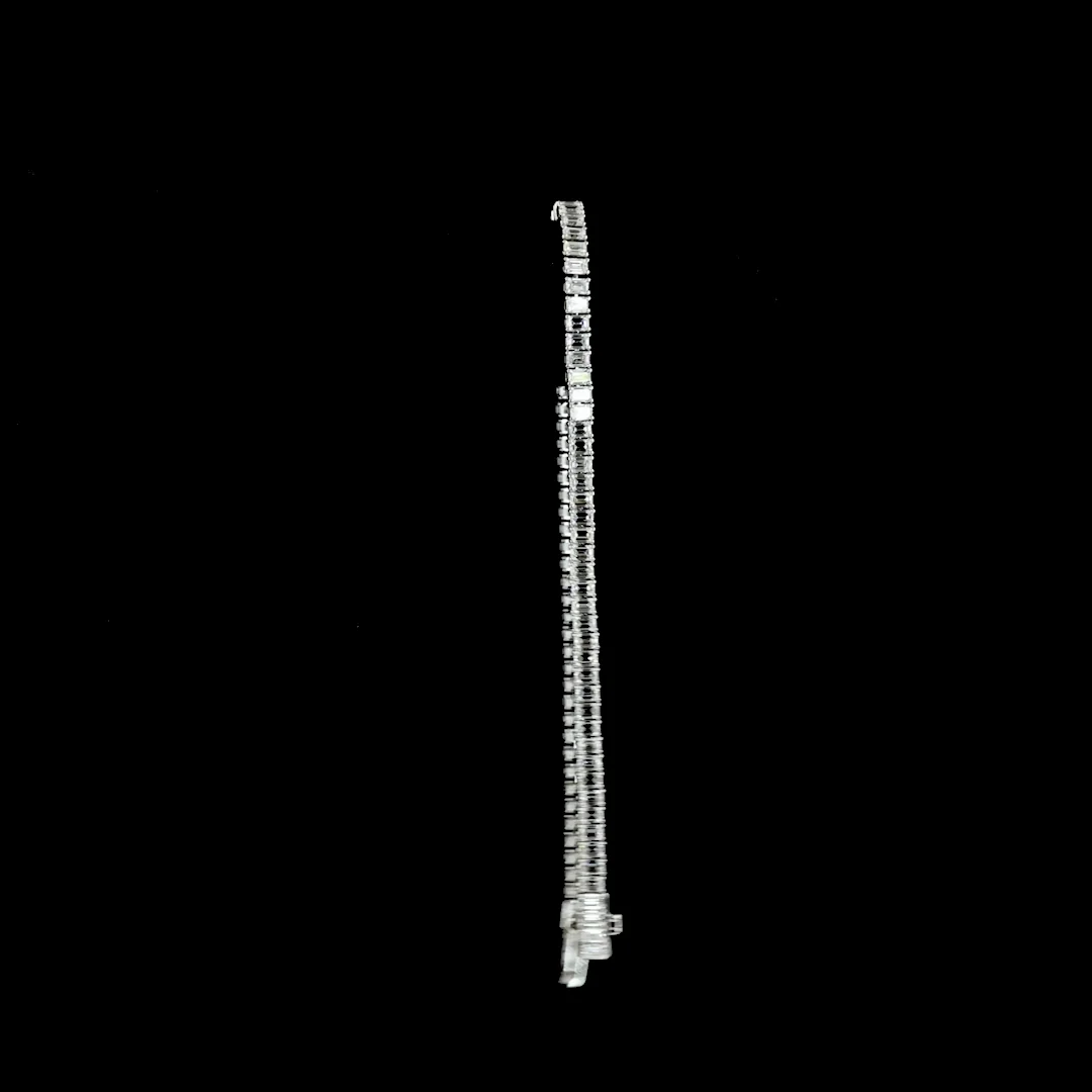 4.03 Cts 14k White Gold Emerald Shape Tennis Bracelet - Image 3