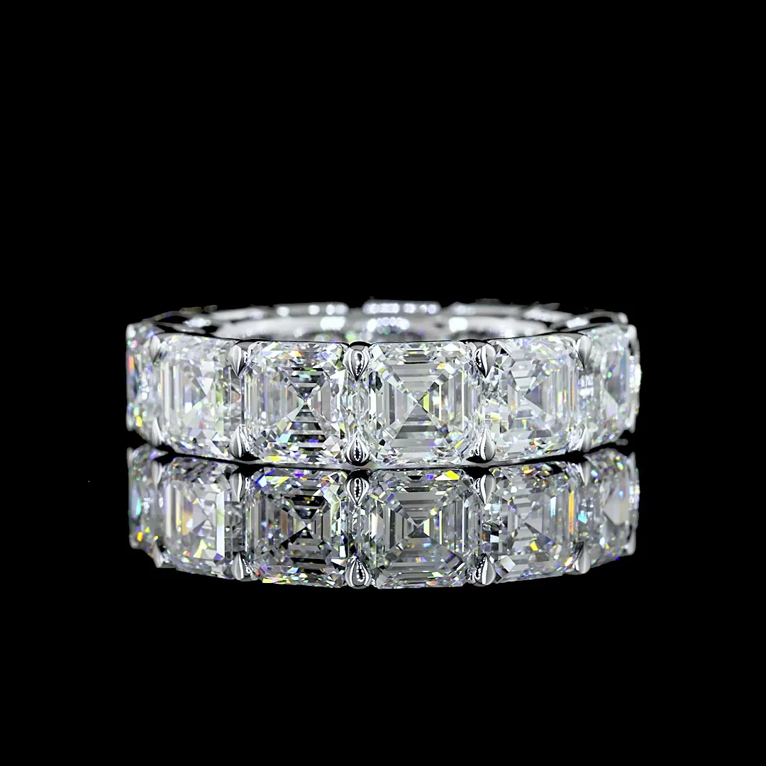 13.09 Cts 14k White Gold Asscher Shape Eternity Band Eternity Band - Video
