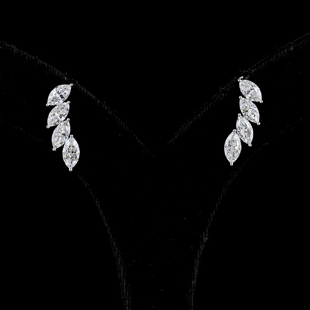 2.62 Cts 14k White Gold Marquise Shape Crawler Earring - Video