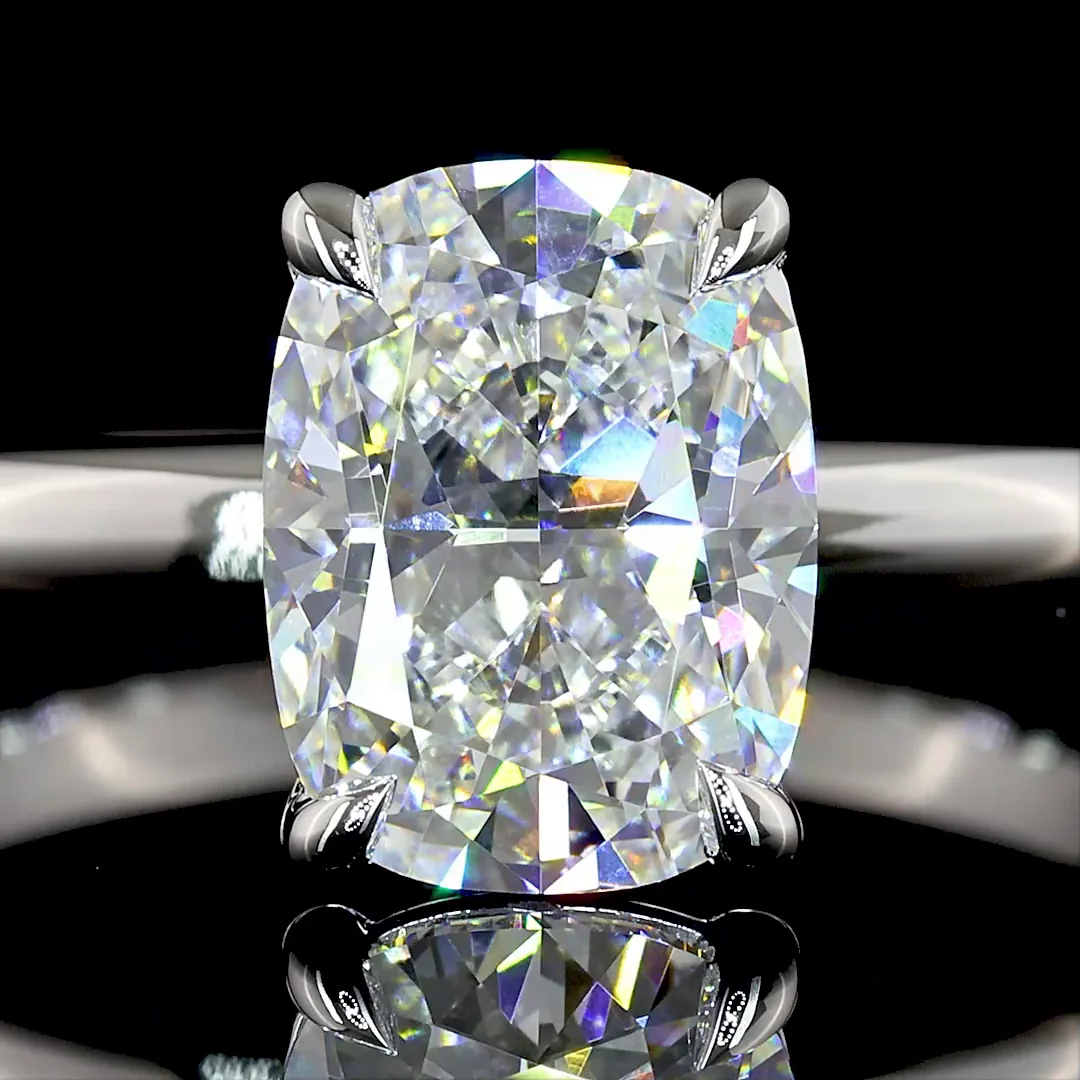 2.05 Cts 14k White Gold Cushion Brilliant Shape Solitaire Ring - Image 3