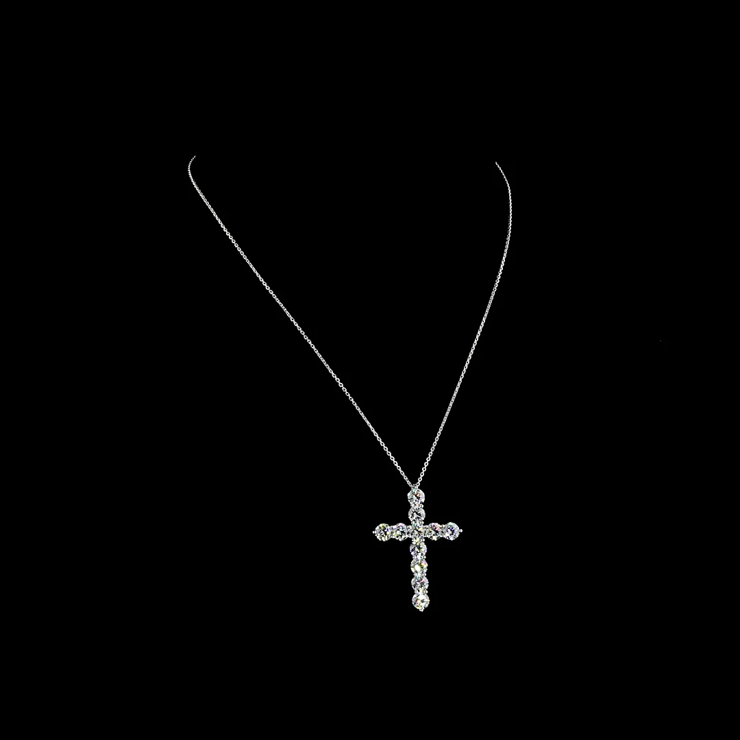 5.47 Cts 14k White Gold Round Shape Symbol Pendant - Video