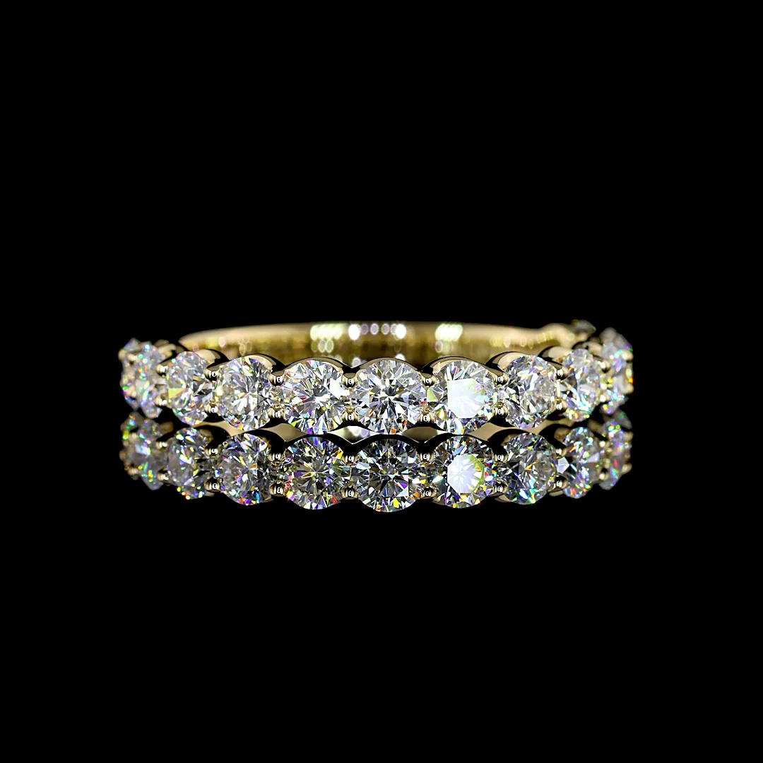 1.21 Cts 14k Yellow Gold Round Shape 3/4 Band Eternity Band - Video
