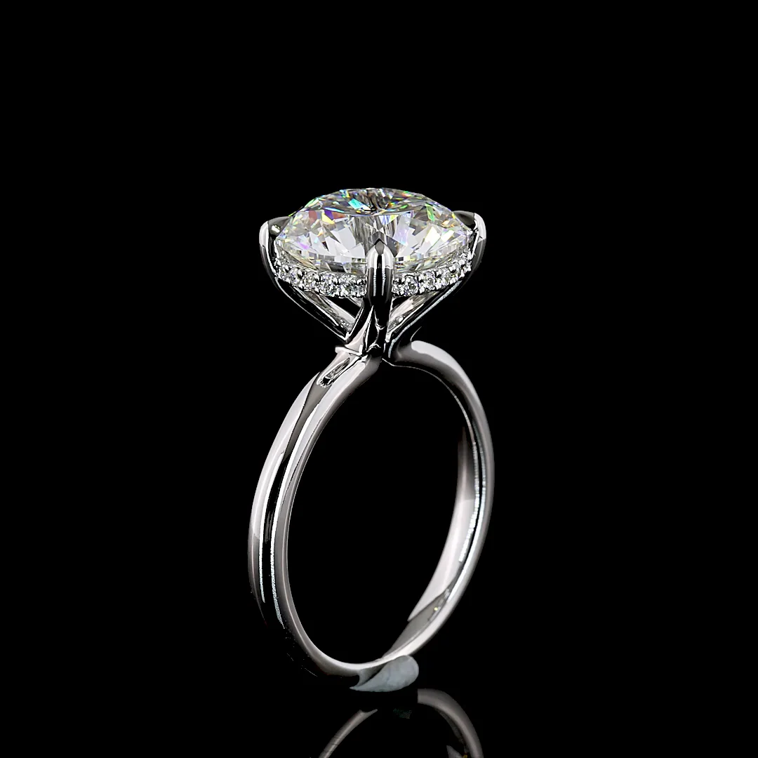 5.22 Cts 14k White Gold Round Shape Hidden Halo Ring - Image 4