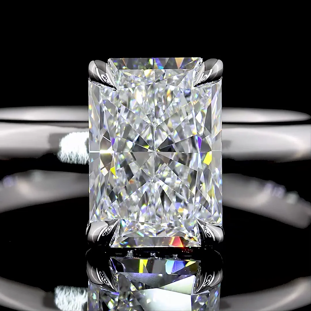 1.6 Cts 14k White Gold Radiant Shape Hidden Halo Ring - Image 3