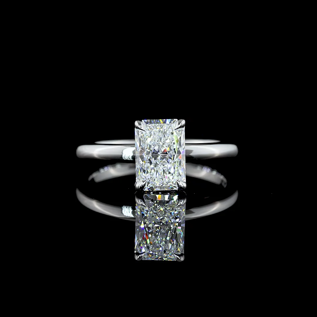 1.6 Cts 14k White Gold Radiant Shape Hidden Halo Ring - Video