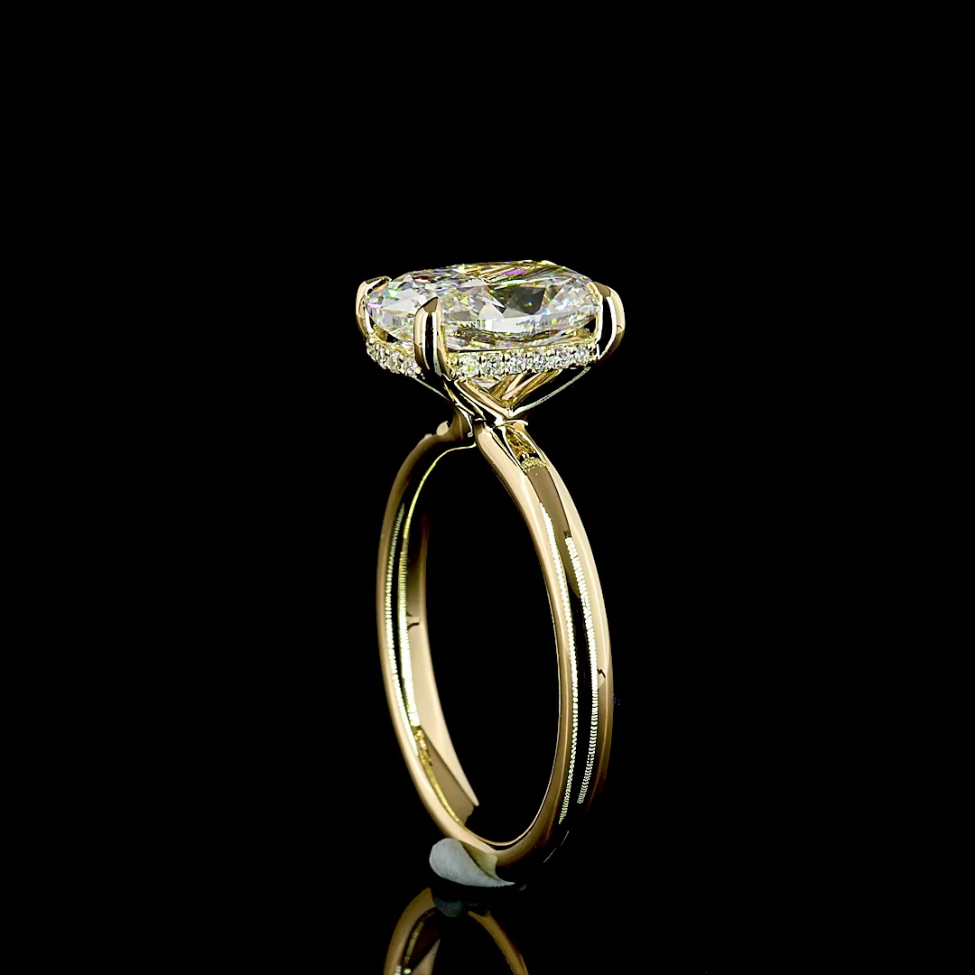 3.14 Cts 14k Yellow Gold Cushion Brilliant Shape Hidden Halo Ring - Image 2