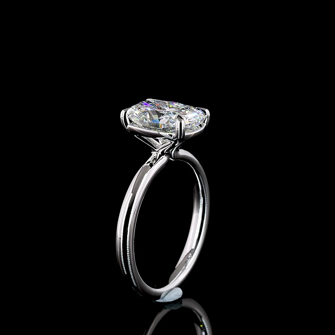 3.06 Cts 14k White Gold Cushion Brilliant Shape Solitaire Ring - Image 4