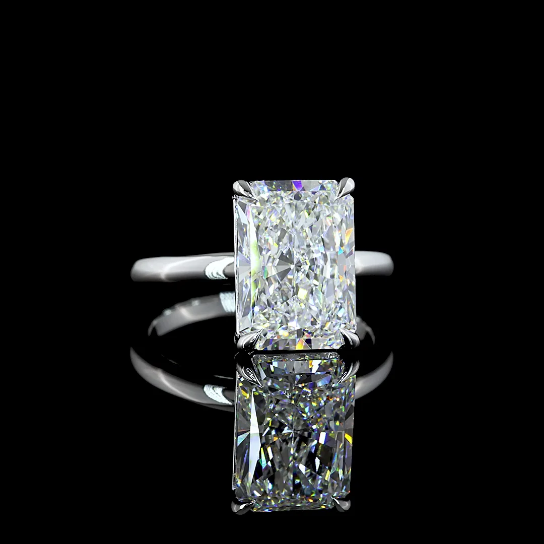 5.07 Cts 14k White Gold Radiant Shape Solitaire Ring - Video