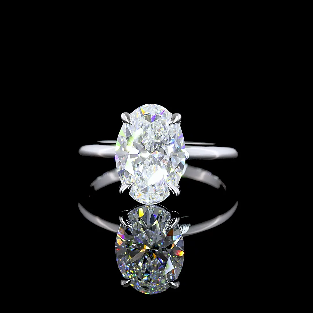 3.06 Cts 14k White Gold Oval Shape Solitaire Ring - Video