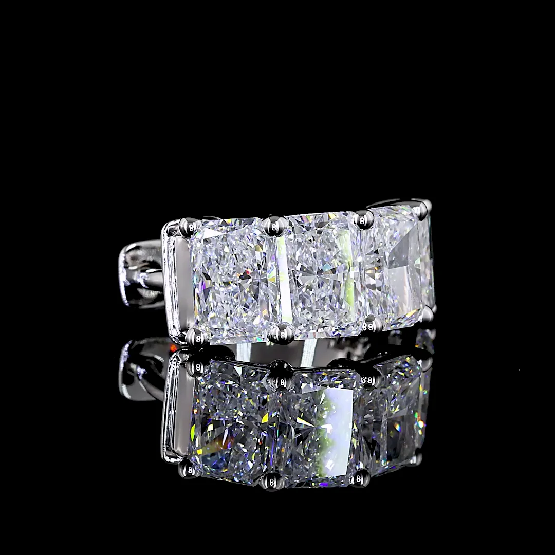4.19 Cts 14k White Gold Radiant Shape Huggies Earring - Image 2