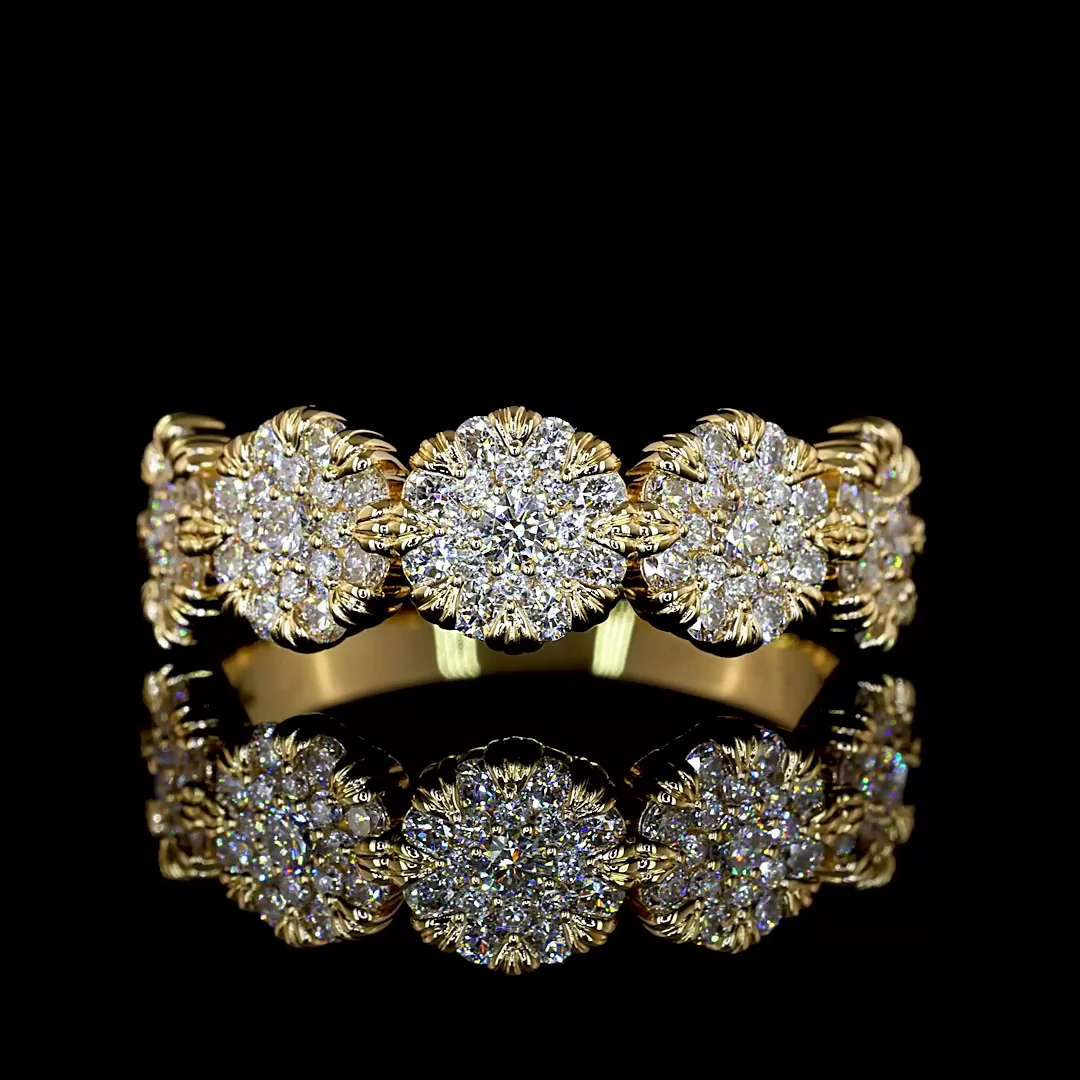0.79 Cts 18k Yellow Gold Round Shape Special Ring - Video