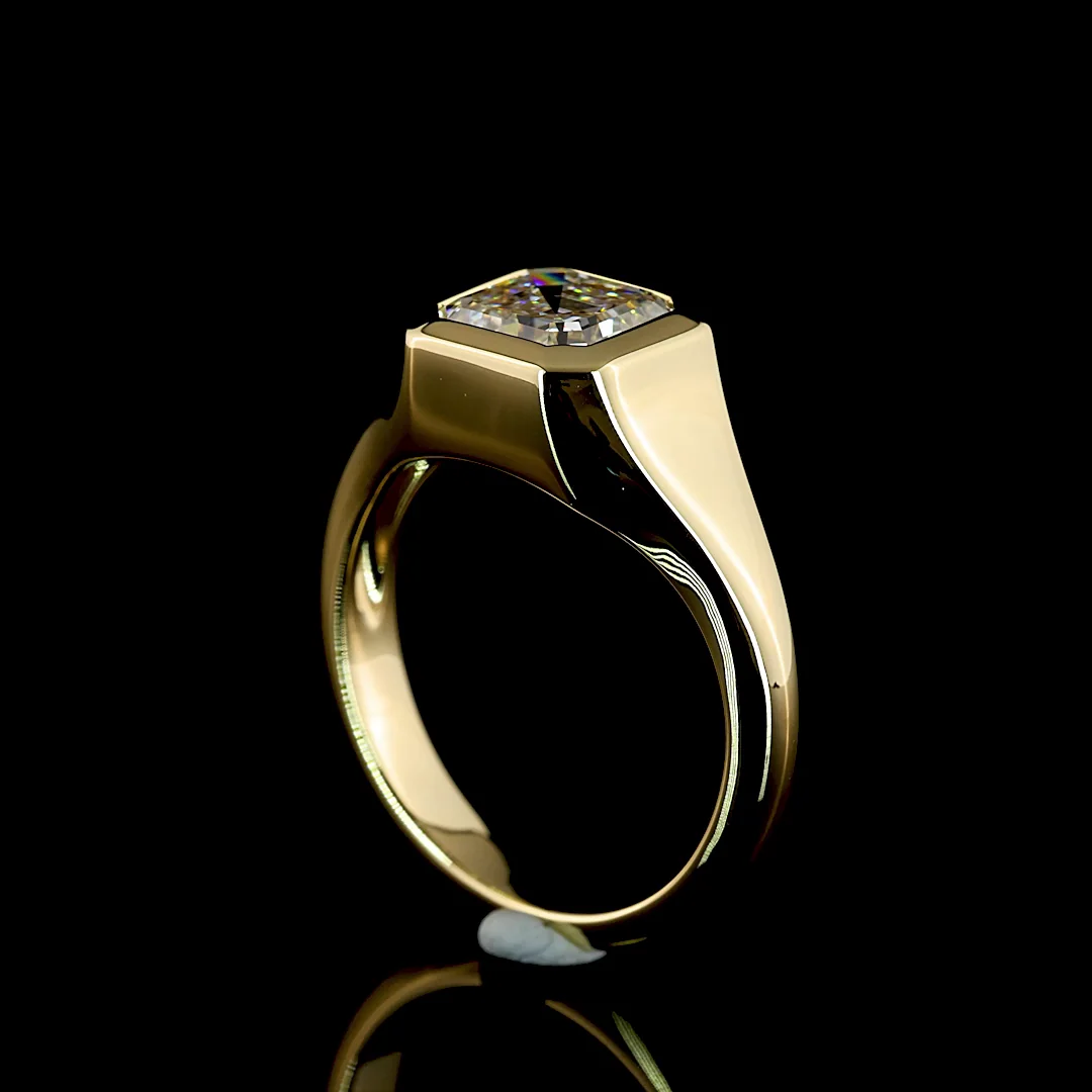 2.06 Cts 14k Yellow Gold Asscher Shape Solitaire Ring - Image 2
