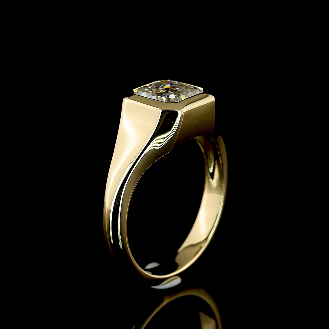 2.06 Cts 14k Yellow Gold Asscher Shape Solitaire Ring - Image 4