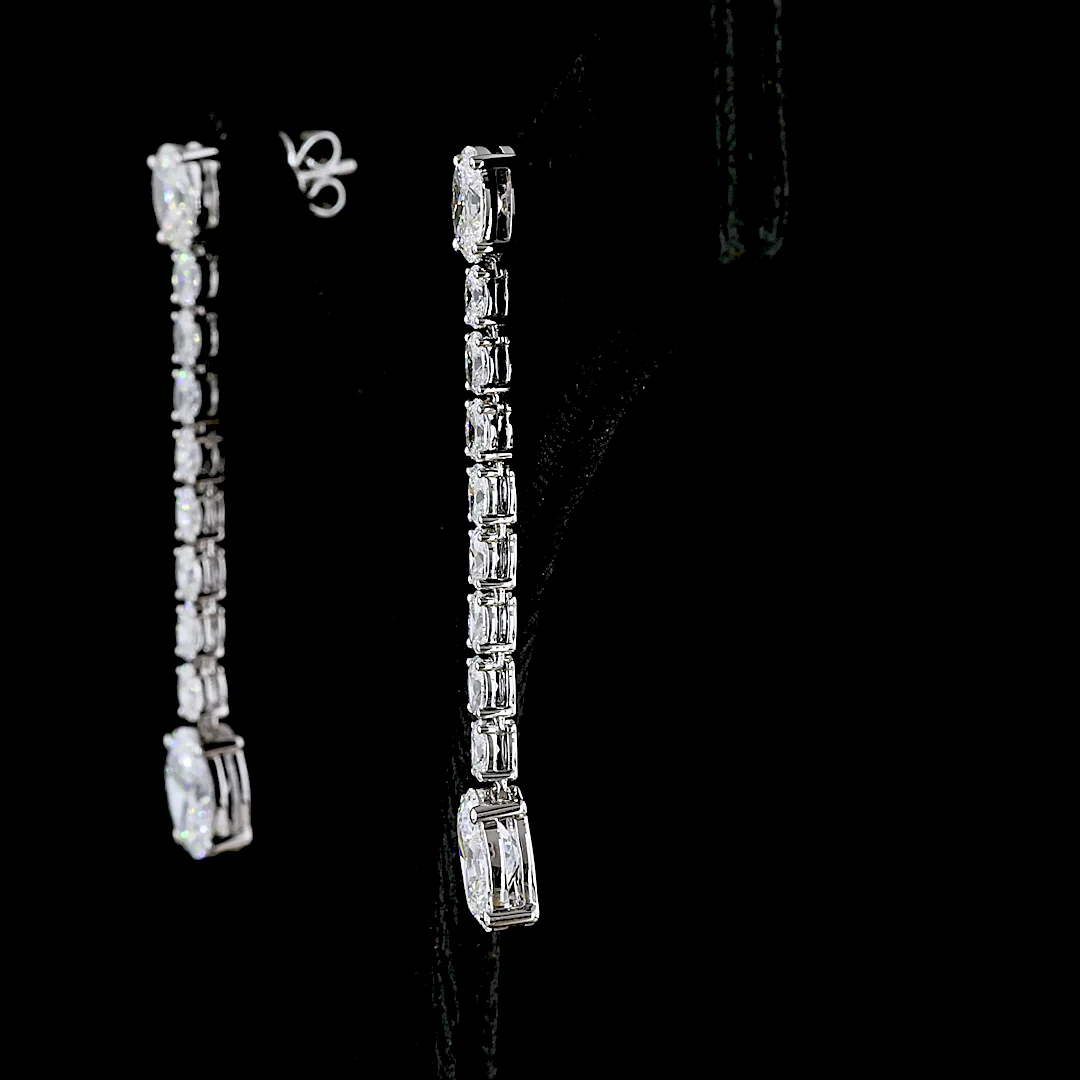 4.72 Cts 14k White Gold Oval Shape Hanging Earring - Image 2