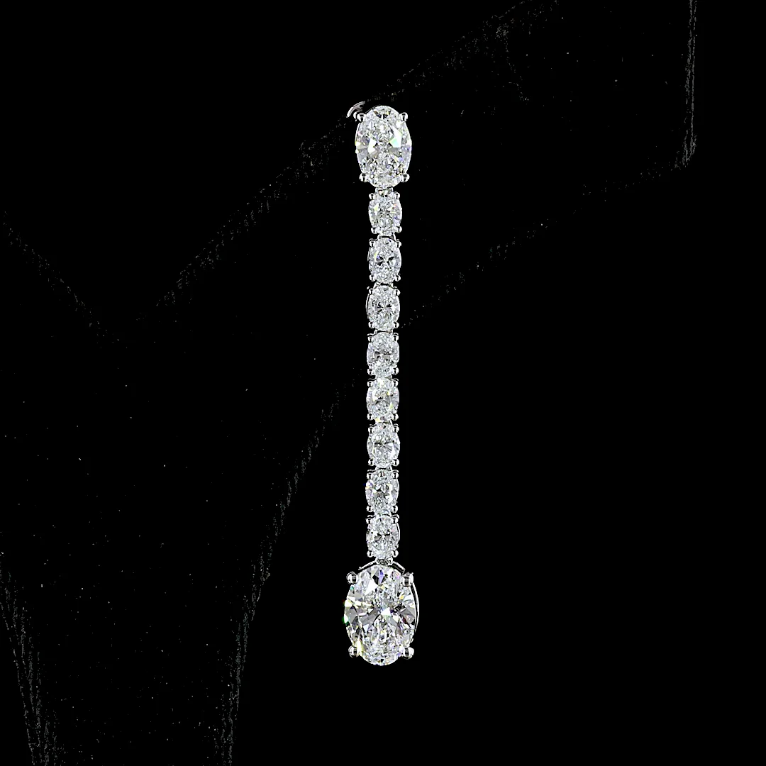 4.72 Cts 14k White Gold Oval Shape Hanging Earring - Image 3
