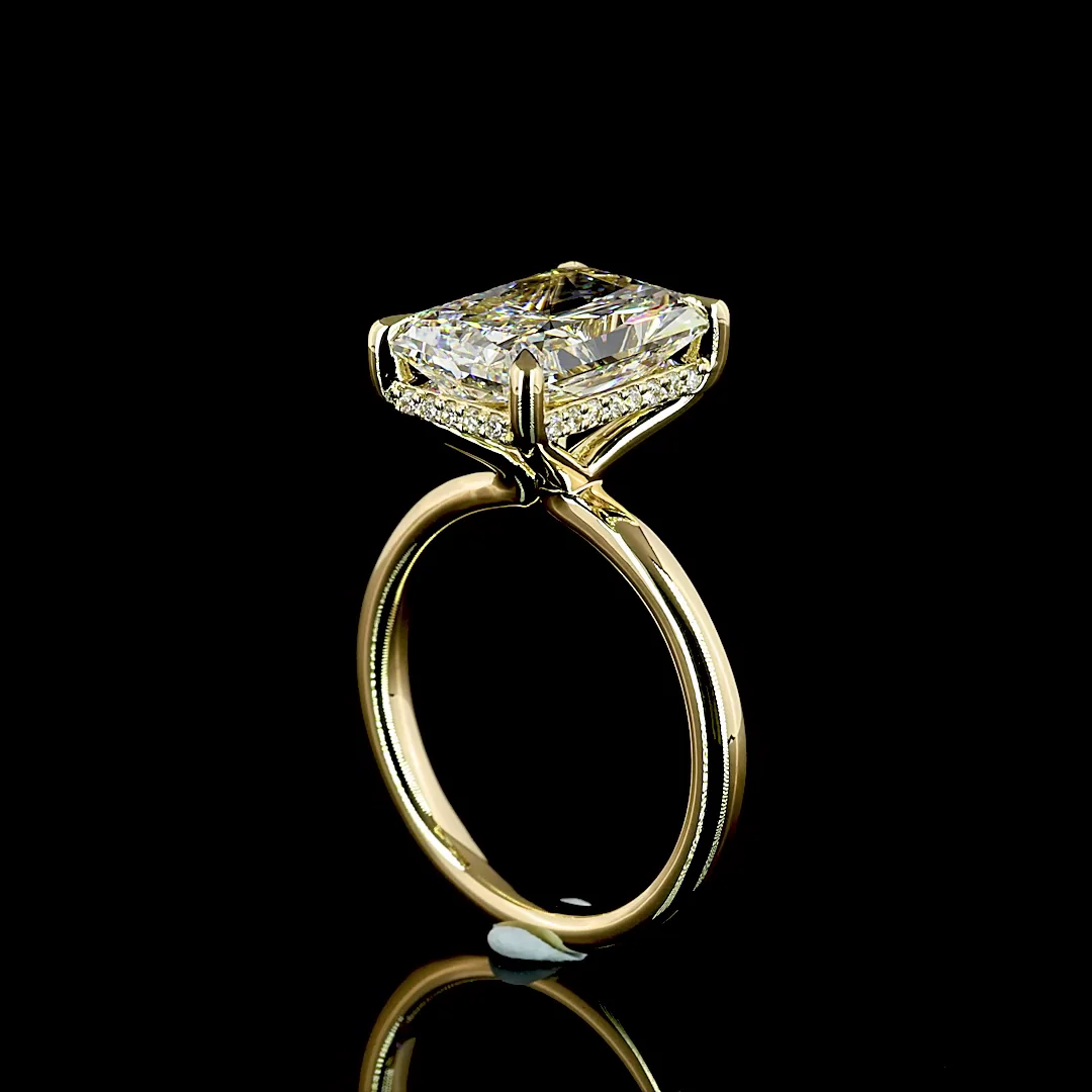 5.17 Cts 14k Yellow Gold Radiant Shape Hidden Halo Ring - Image 2