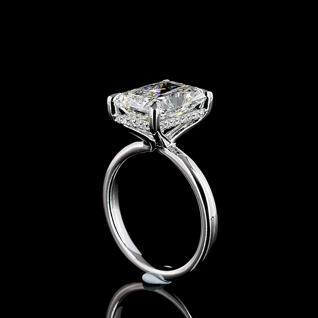 5.27 Cts 14k White Gold Radiant Shape Hidden Halo Ring - Image 2