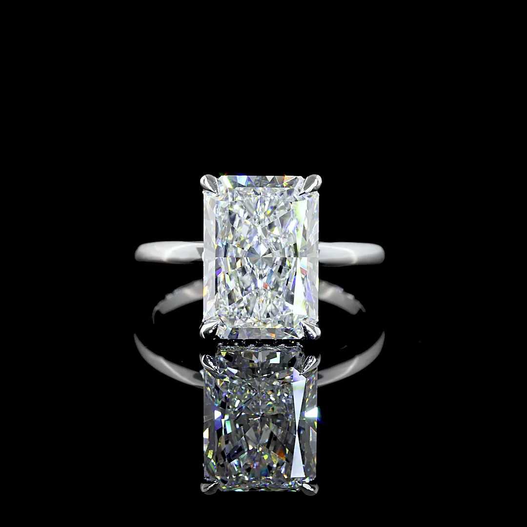 5.27 Cts 14k White Gold Radiant Shape Hidden Halo Ring - Video