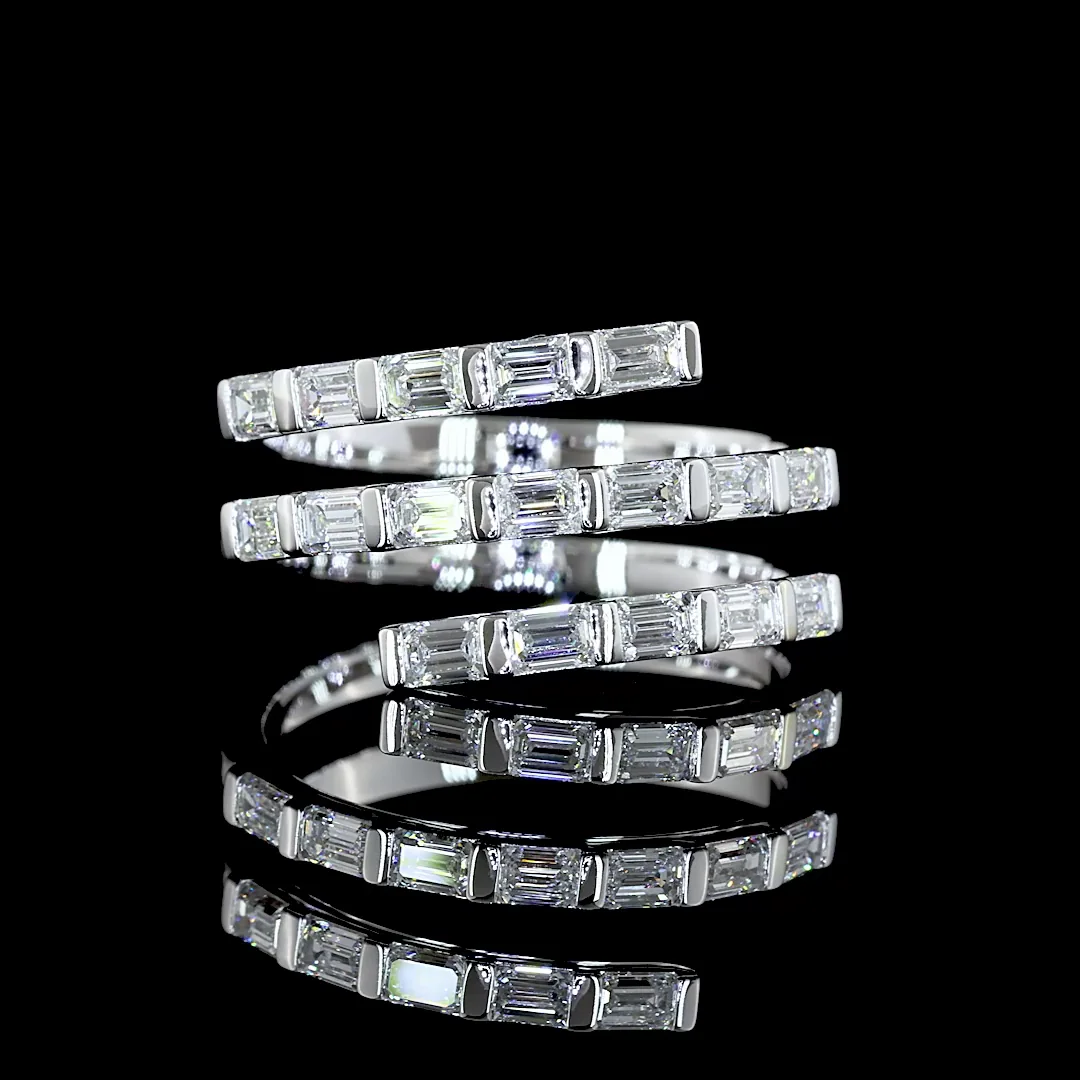 1.02 Cts 14k White Gold Emerald Shape Special Ring - Video