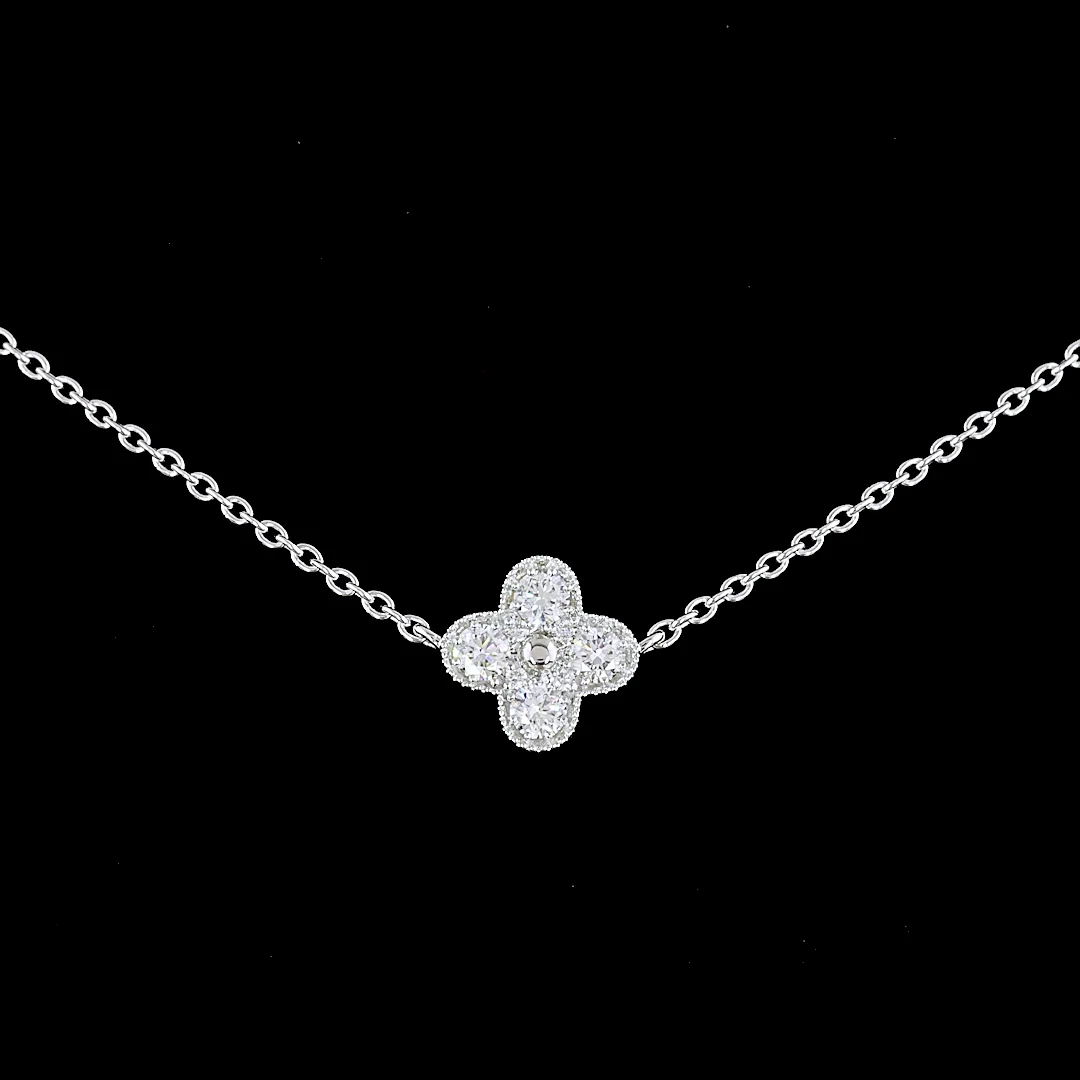 1.69 Cts 18k White Gold Round Shape Station Necklace - Image 3