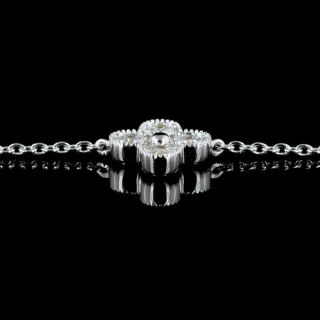 1.69 Cts 18k White Gold Round Shape Station Necklace - Image 4