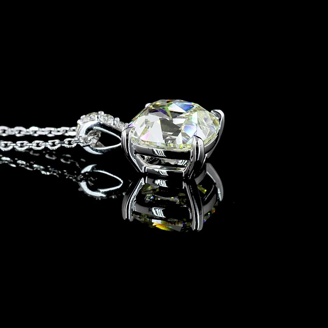 3.1 Cts 14k White Gold Cushion Brilliant Shape Pendant Pendant - Image 2
