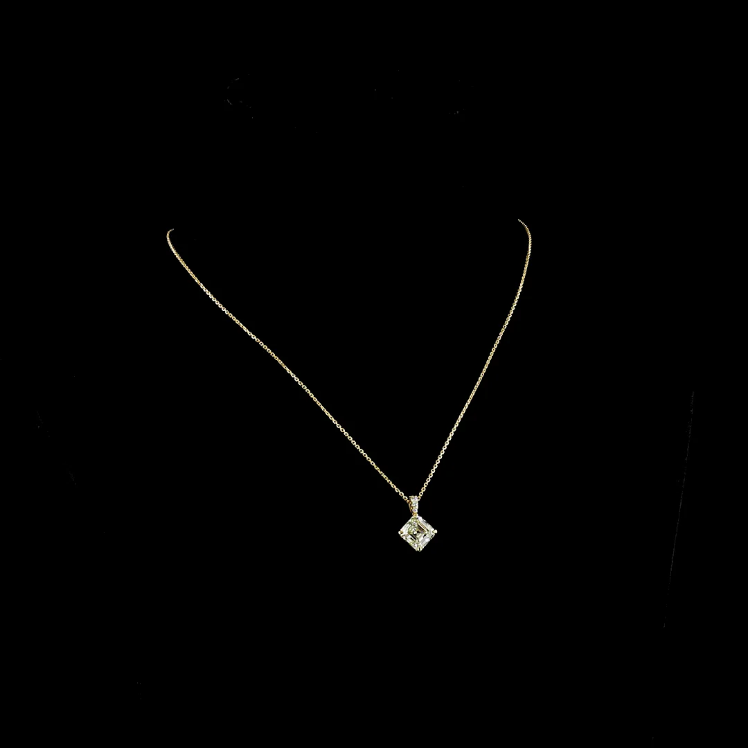 3.14 Cts 14k Yellow Gold Asscher Shape Pendant Pendant - Video